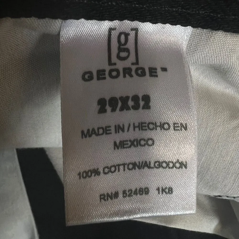 George Regular Fit‎ Jeans Black Denim 100% Cotton Men's 29x32 Pockets Straight
